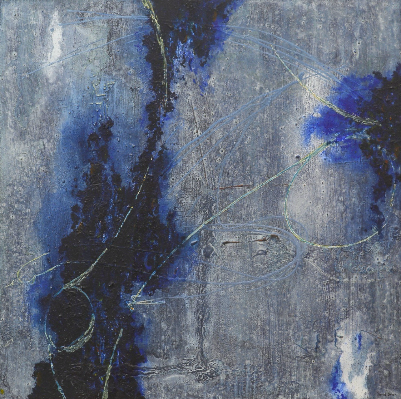 Prussian Blue and Line II <br> 60 x 60 x 3 cm
